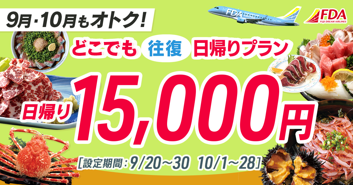 どこでも往復 日帰りプラン 往復15,000円