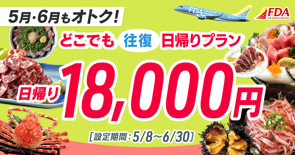 どこでも往復 日帰りプラン 往復18,000円
