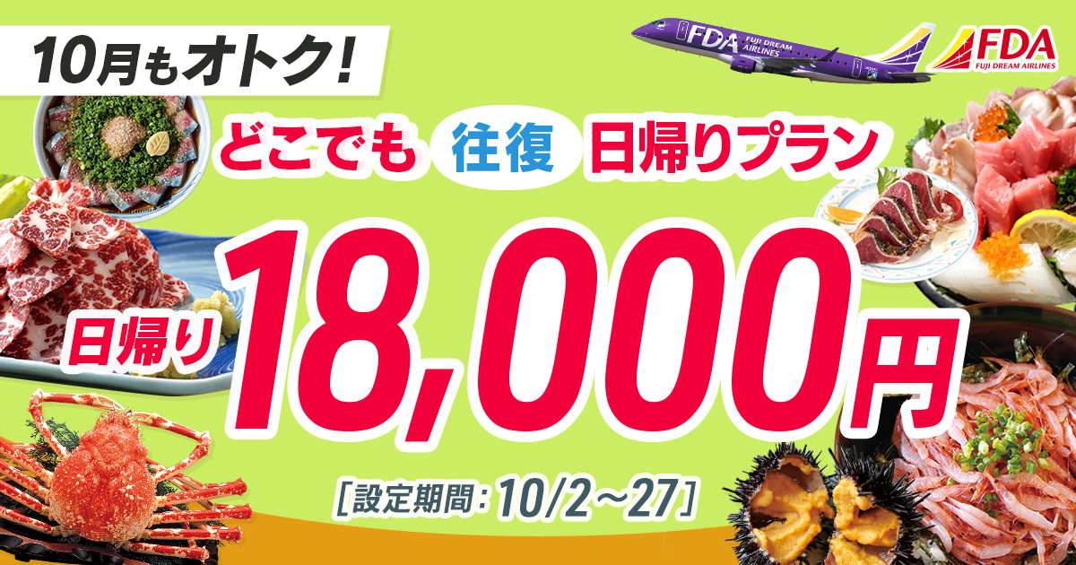 どこでも往復 日帰りプラン 往復18,000円