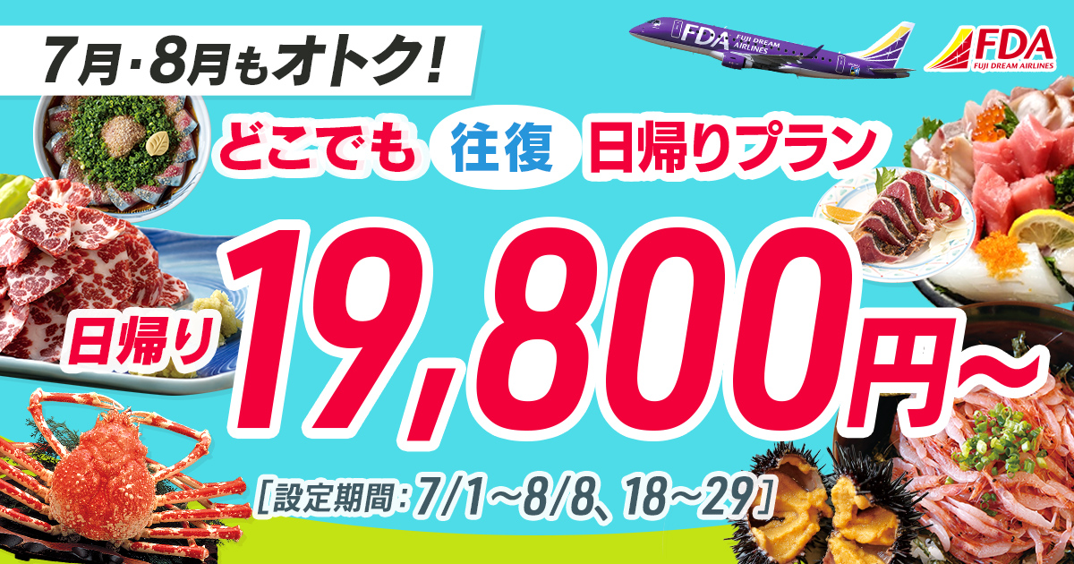 どこでも往復 日帰りプラン 往復19,800円～