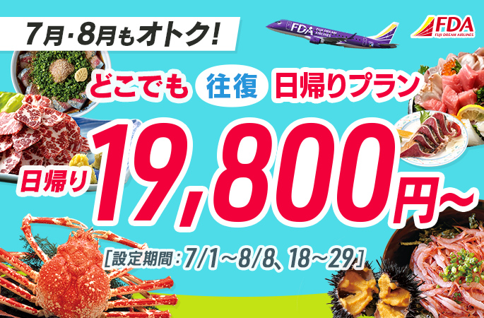 『どこでも往復日帰りプラン19,800円～』