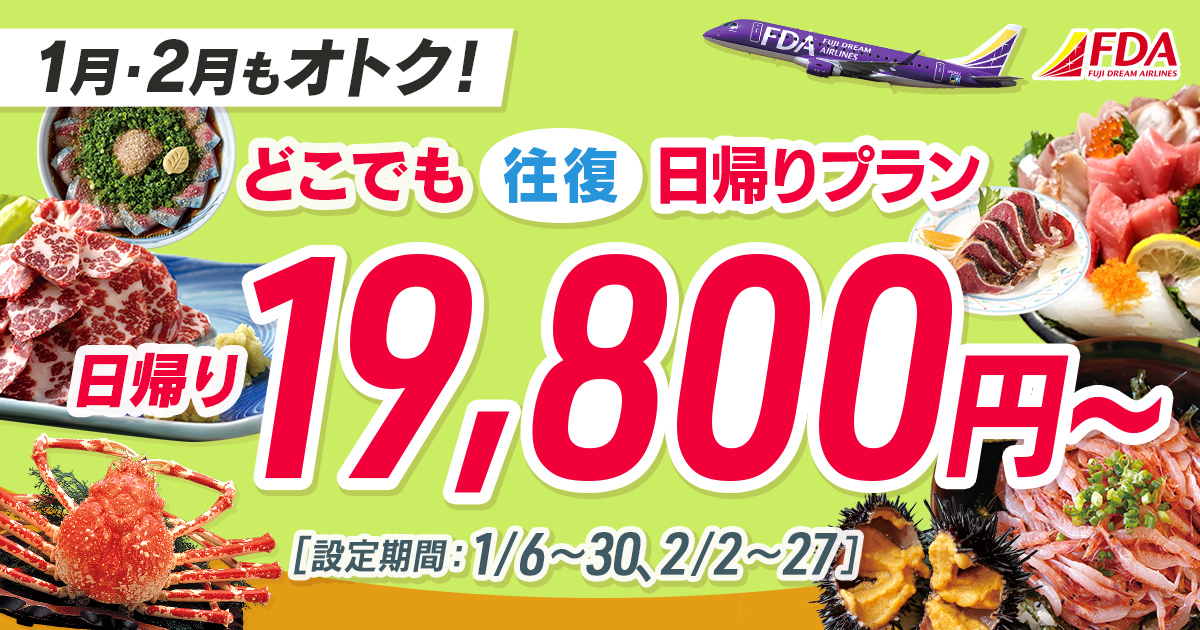 どこでも往復 日帰りプラン 往復19,800円～