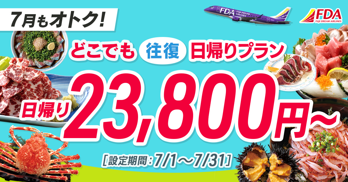 どこでも往復 日帰りプラン 往復23,800円～