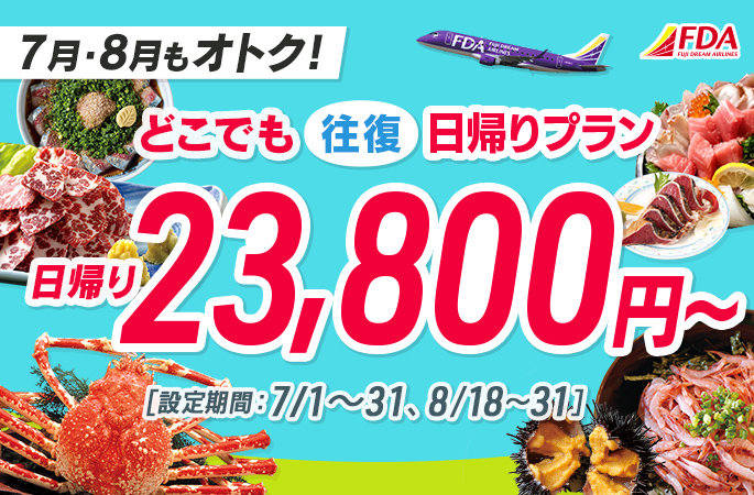 『どこでも往復日帰りプラン23,800円～』