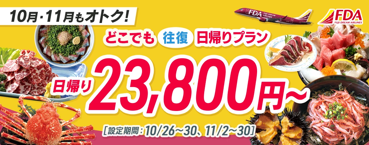 どこでも往復 日帰りプラン 往復23,800円～