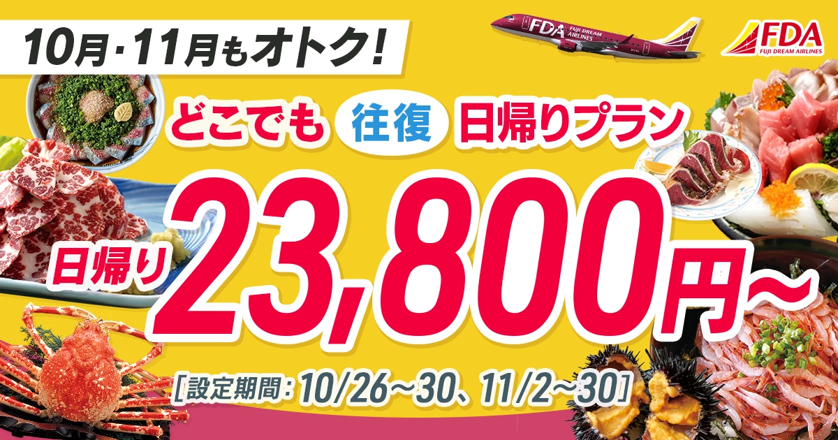 どこでも往復 日帰りプラン 往復23,800円～