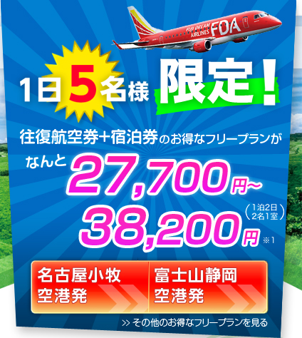 1日5名様限定！27,700円～